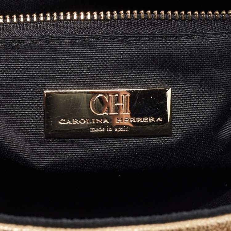 Pre Owned CH Carolina Herrera Gold Quilted Leather Flap Chain Shoulder Bag