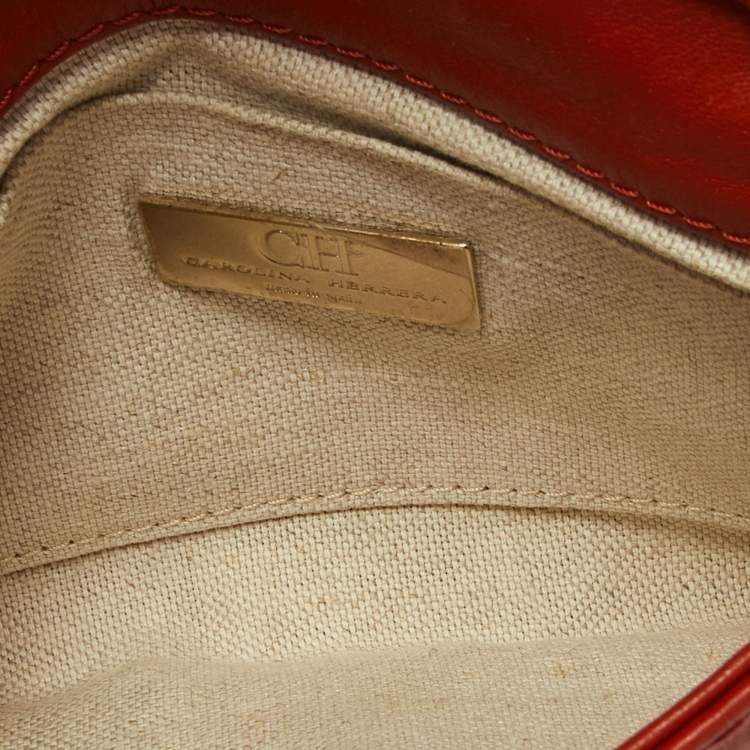 Pre Owned CH Carolina Herrera Orange Flap Crossbody Bag
