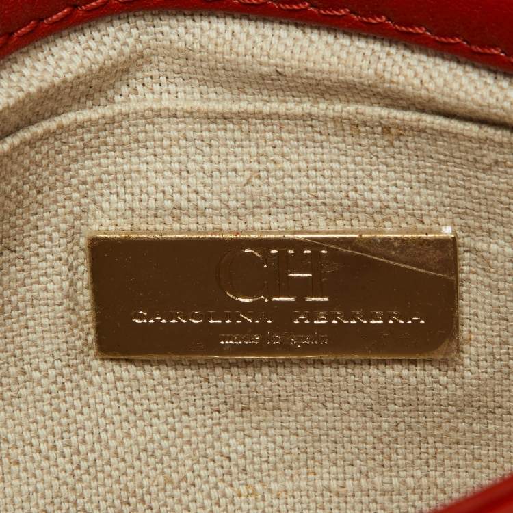 Pre Owned CH Carolina Herrera Orange Flap Crossbody Bag
