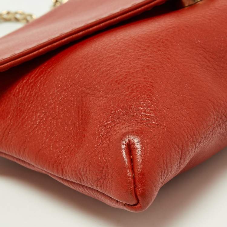 Pre Owned CH Carolina Herrera Orange Flap Crossbody Bag