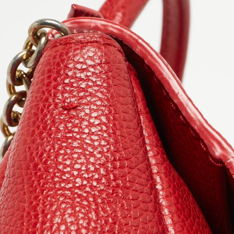 Pre Owned CH Carolina Herrera Red Leather Small Minuetto Top Handle Bag
