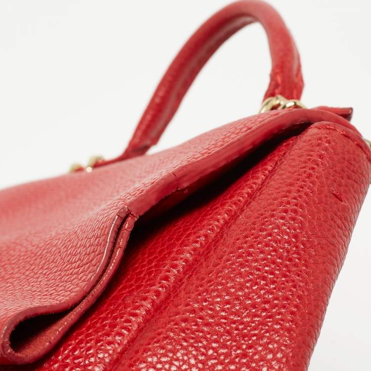 Pre Owned CH Carolina Herrera Red Leather Small Minuetto Top Handle Bag