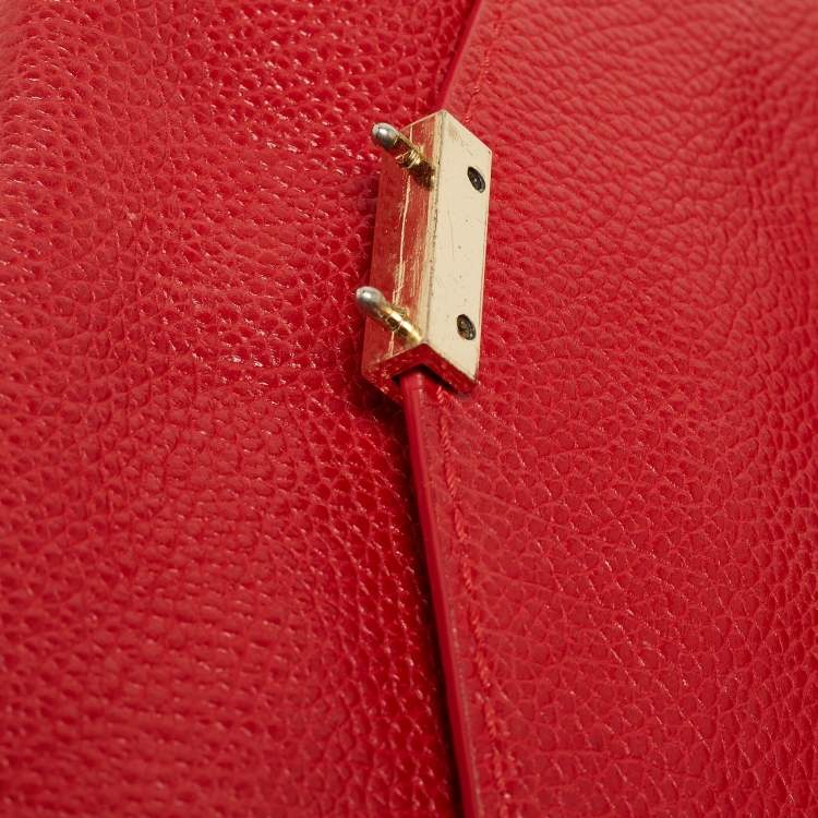 Pre Owned CH Carolina Herrera Red Leather Small Minuetto Top Handle Bag