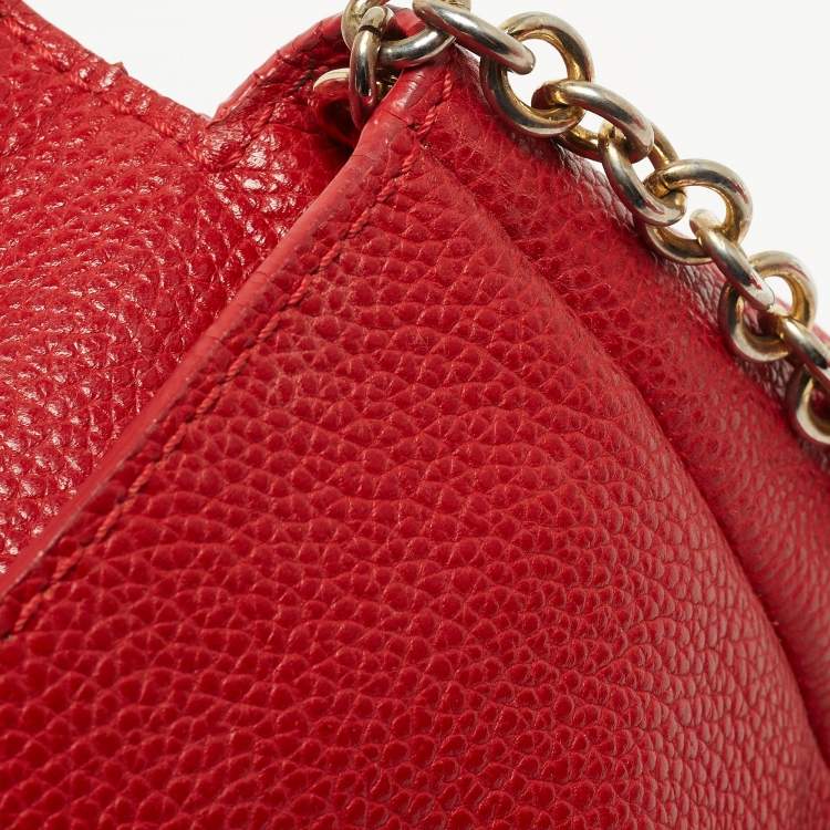 Pre Owned CH Carolina Herrera Red Leather Small Minuetto Top Handle Bag