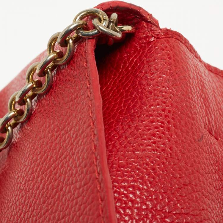 Pre Owned CH Carolina Herrera Red Leather Small Minuetto Top Handle Bag