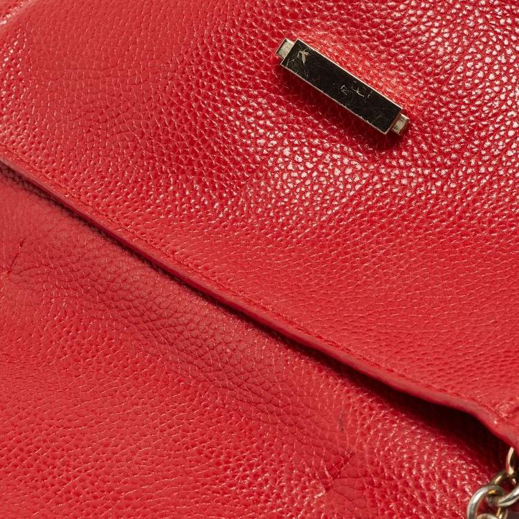 Pre Owned CH Carolina Herrera Red Leather Small Minuetto Top Handle Bag
