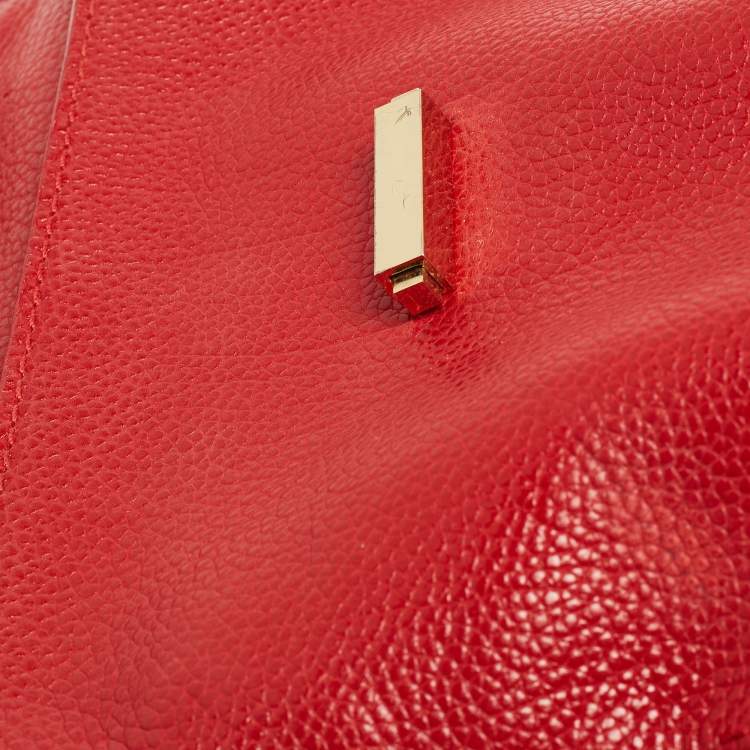 Pre Owned CH Carolina Herrera Red Leather Small Minuetto Top Handle Bag
