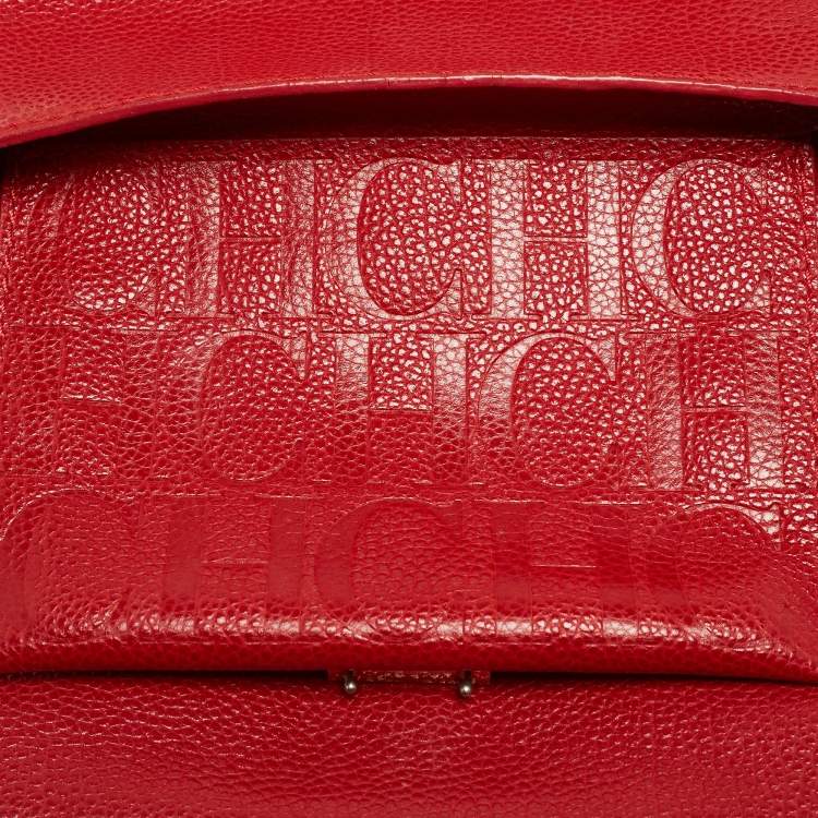 Pre Owned CH Carolina Herrera Red Leather Small Minuetto Top Handle Bag
