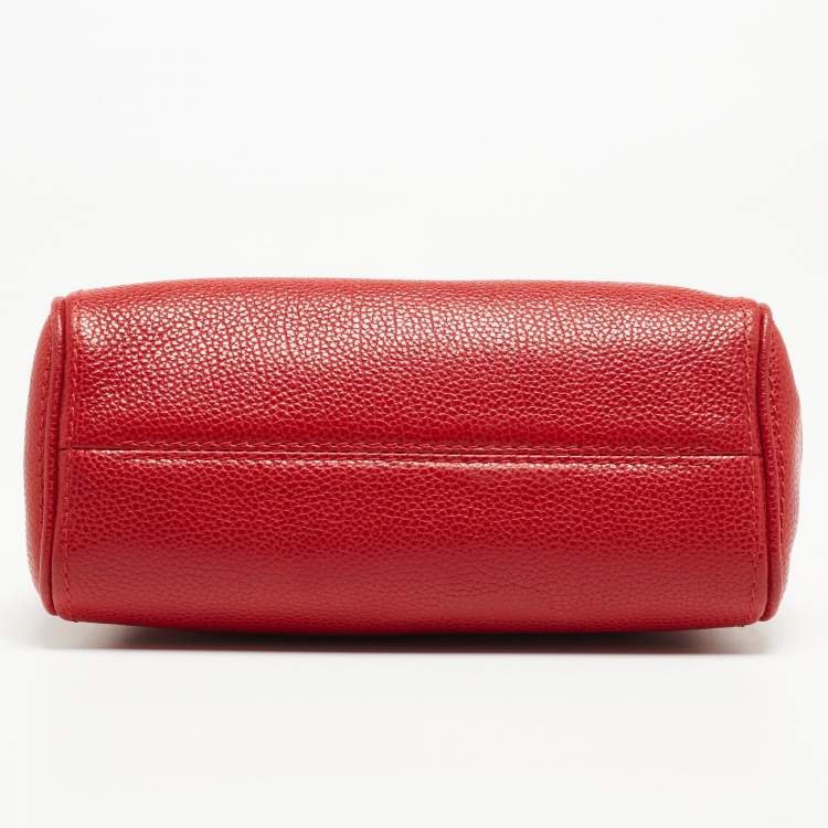 Pre Owned CH Carolina Herrera Red Leather Small Minuetto Top Handle Bag