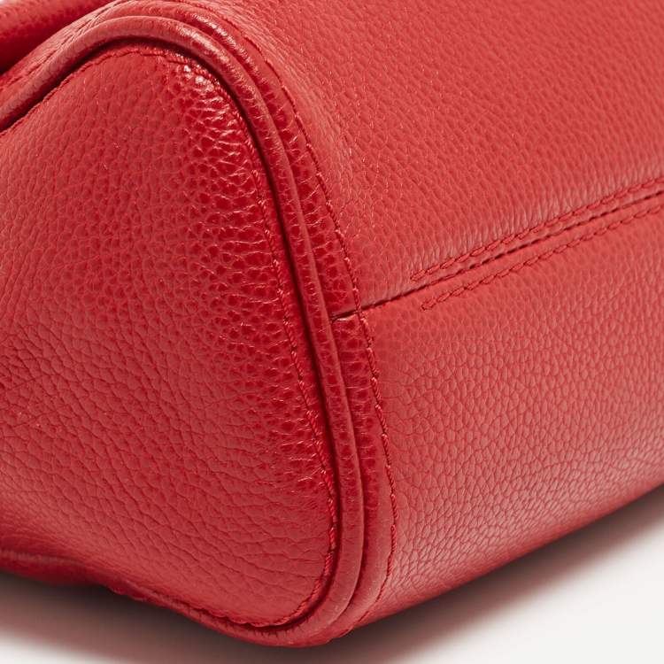Pre Owned CH Carolina Herrera Red Leather Small Minuetto Top Handle Bag