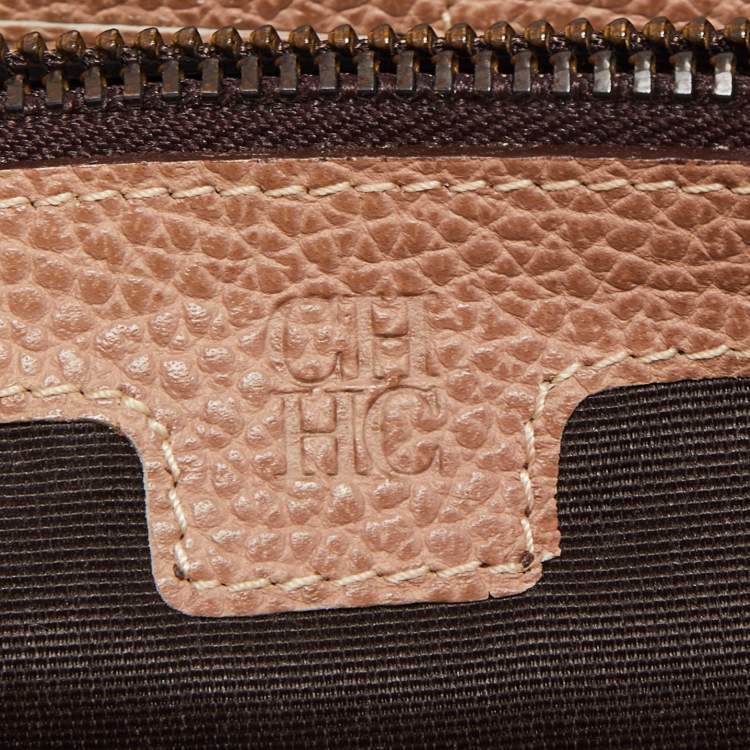 Pre Owned CH Carolina Herrera Tan Leather Continental Wallet