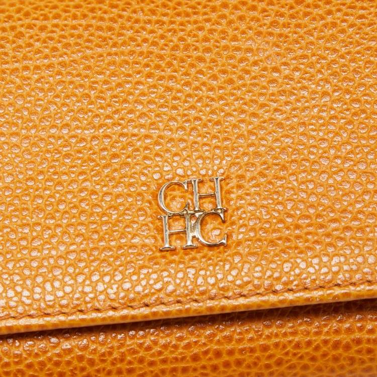 Pre Owned CH Carolina Herrera Tan Leather Continental Wallet