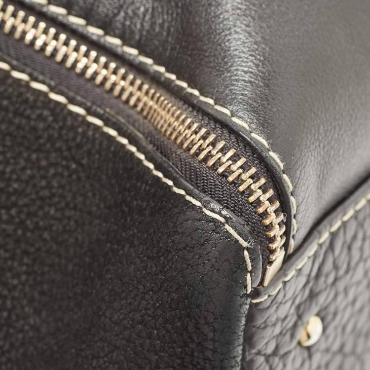 Pre Owned CH Carolina Herrera Black Leather Side Zip Shopper Tote