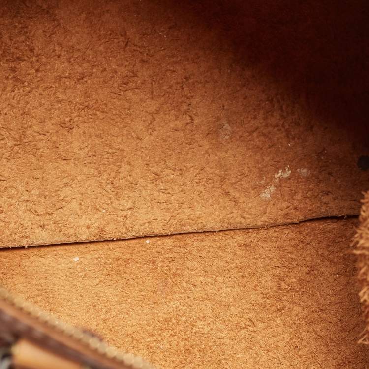 Pre Owned CH Carolina Herrera Brown Monogram Leather Large Andy Boston Bag