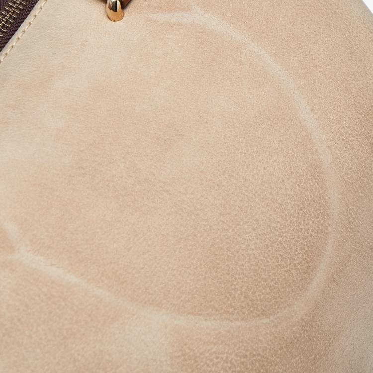 Pre Owned CH Carolina Herrera Beige/Brown Pebbled Leather Satchel