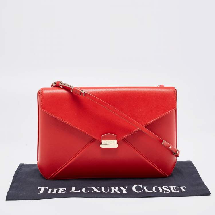 Pre Owned CH Carolina Herrera Red Leather Envelope Flap Shoulder Bag
