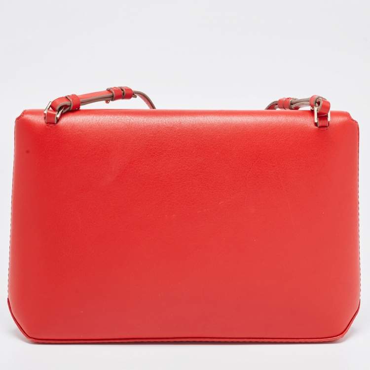 Pre Owned CH Carolina Herrera Red Leather Envelope Flap Shoulder Bag