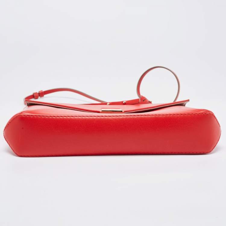 Pre Owned CH Carolina Herrera Red Leather Envelope Flap Shoulder Bag