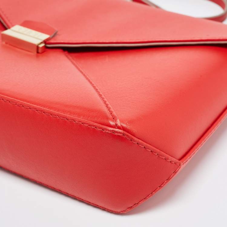 Pre Owned CH Carolina Herrera Red Leather Envelope Flap Shoulder Bag