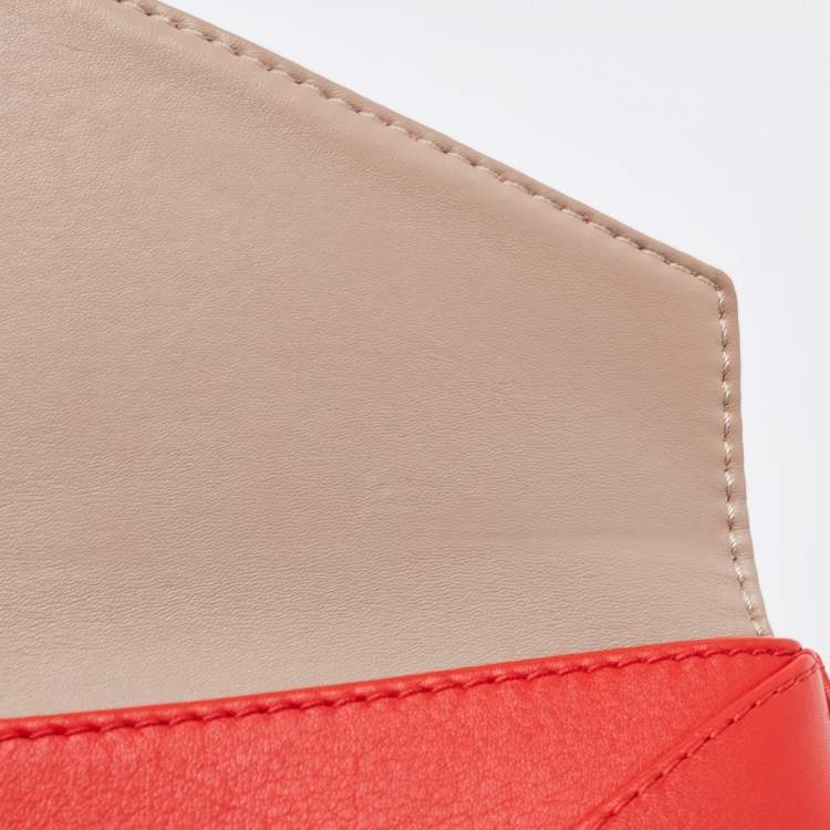 Pre Owned CH Carolina Herrera Red Leather Envelope Flap Shoulder Bag