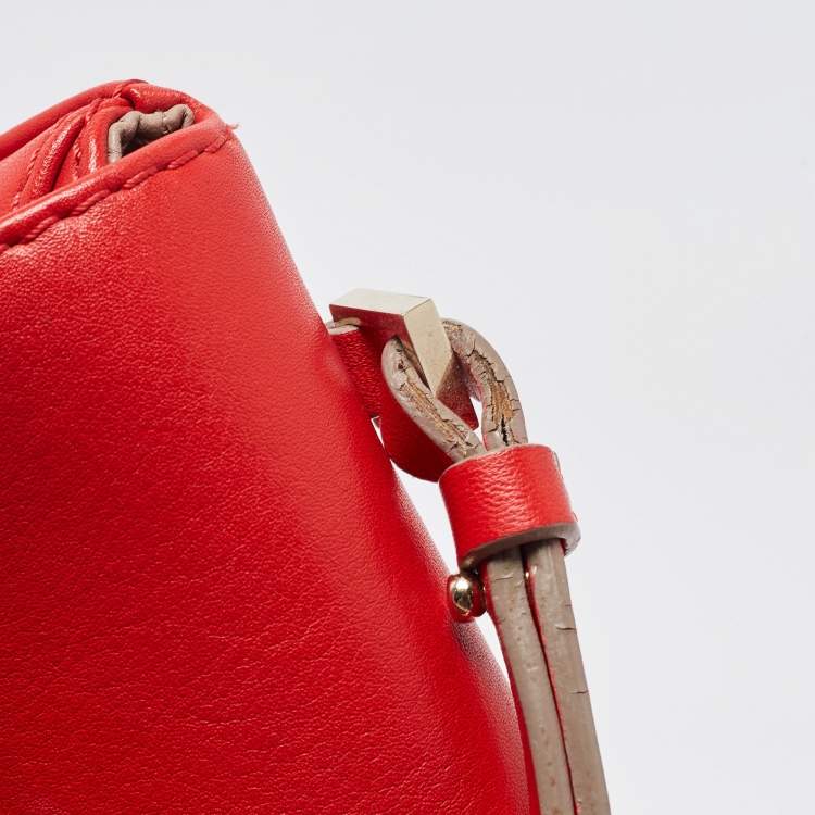 Pre Owned CH Carolina Herrera Red Leather Envelope Flap Shoulder Bag