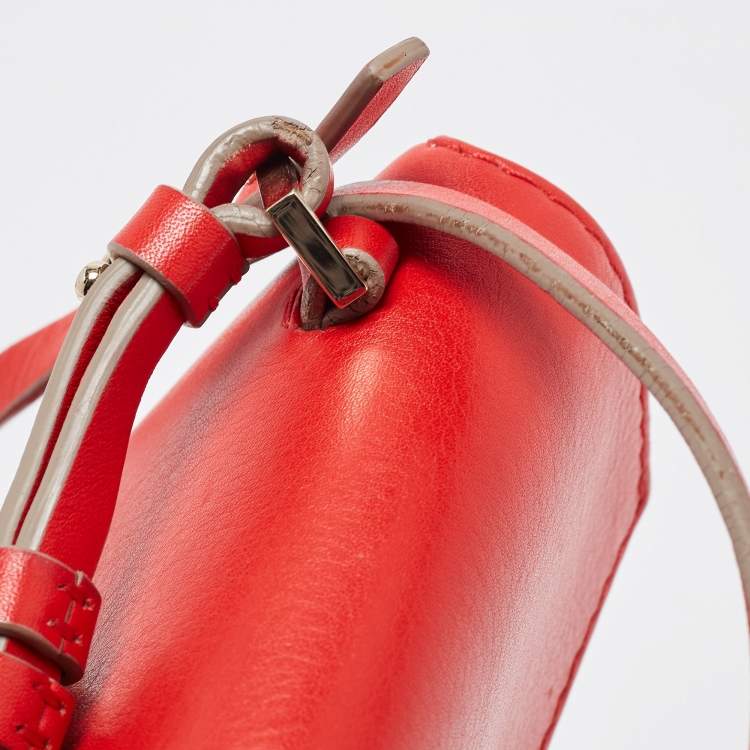 Pre Owned CH Carolina Herrera Red Leather Envelope Flap Shoulder Bag
