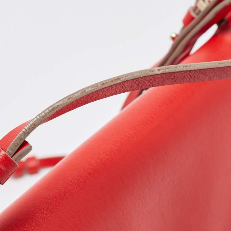 Pre Owned CH Carolina Herrera Red Leather Envelope Flap Shoulder Bag