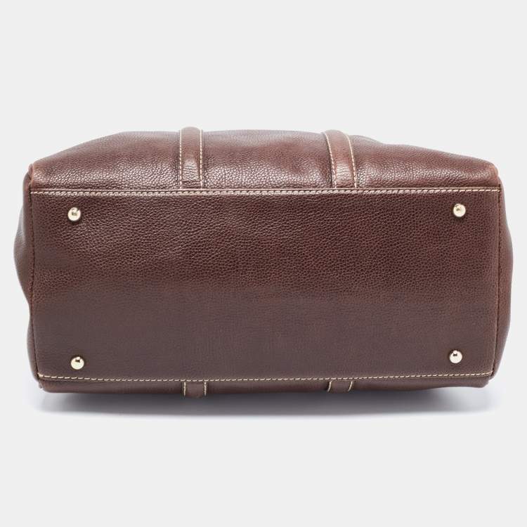 Pre Owned CH Carolina Herrera Brown Grained Leather Matteo Tote