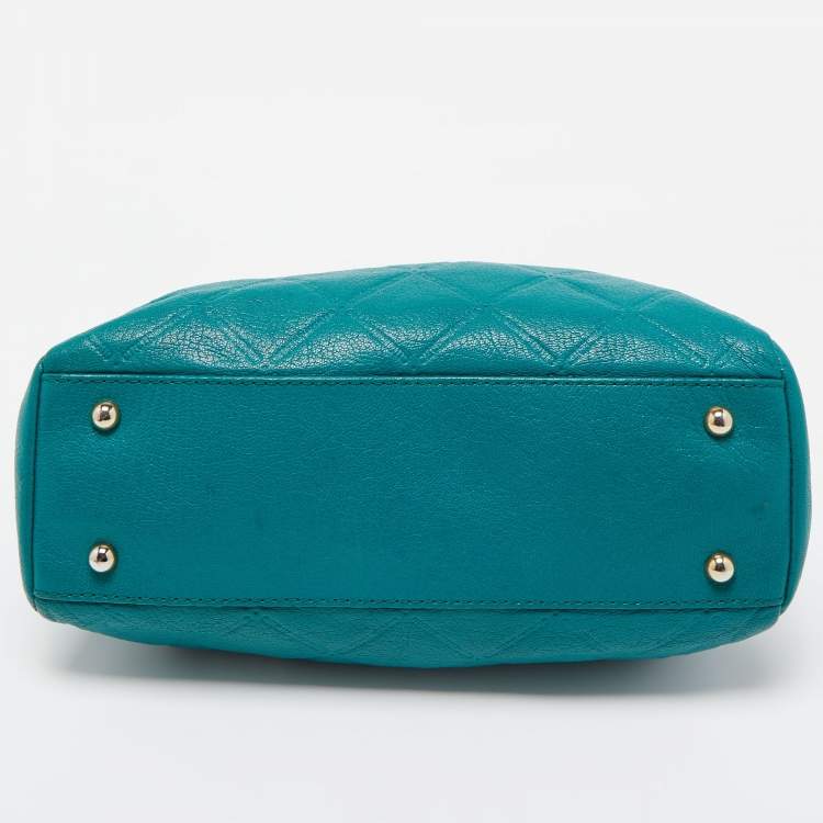 Pre Owned CH Carolina Herrera Green Quilted Embossed Leather Chain Tote
