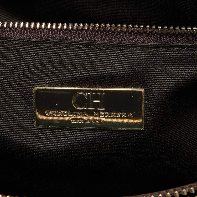 Pre Owned CH Carolina Herrera Green Quilted Embossed Leather Chain Tote