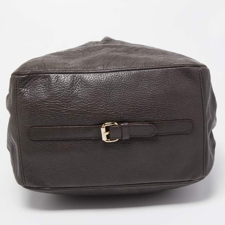 Pre Owned CH Carolina Herrera Dark Grey Monogram Embossed Leather Belt Tote