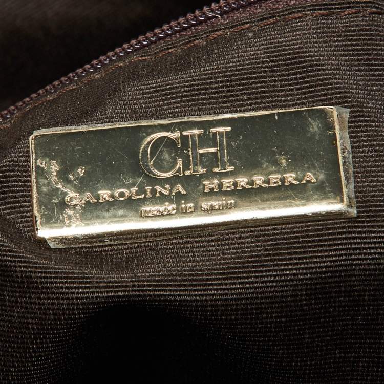 مملوكة مسبقًا CH Carolina Herrera Navy Blue Monogram Leather Audrey Shoulder Bag