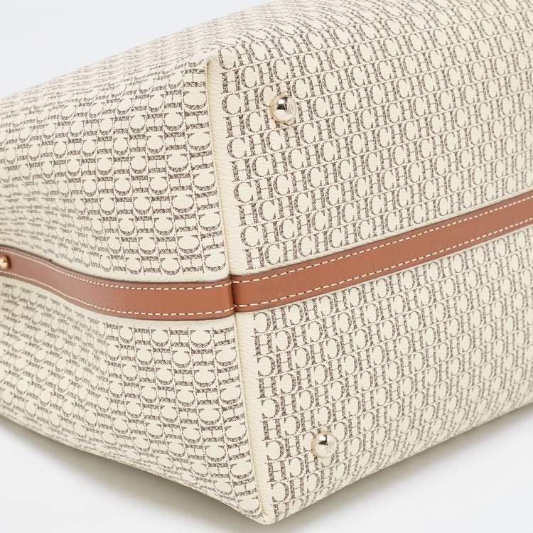 Pre Owned CH Carolina Herrera Brown/Beige Coated Canvas Medium Matryoshka Locked Shoulder Bag