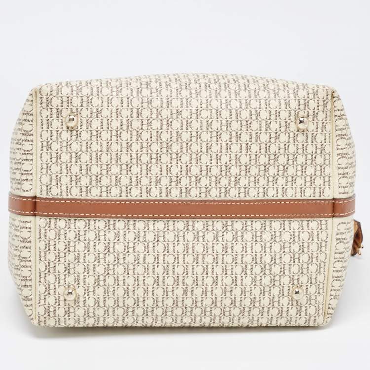 Pre Owned CH Carolina Herrera Brown/Beige Coated Canvas Medium Matryoshka Locked Shoulder Bag
