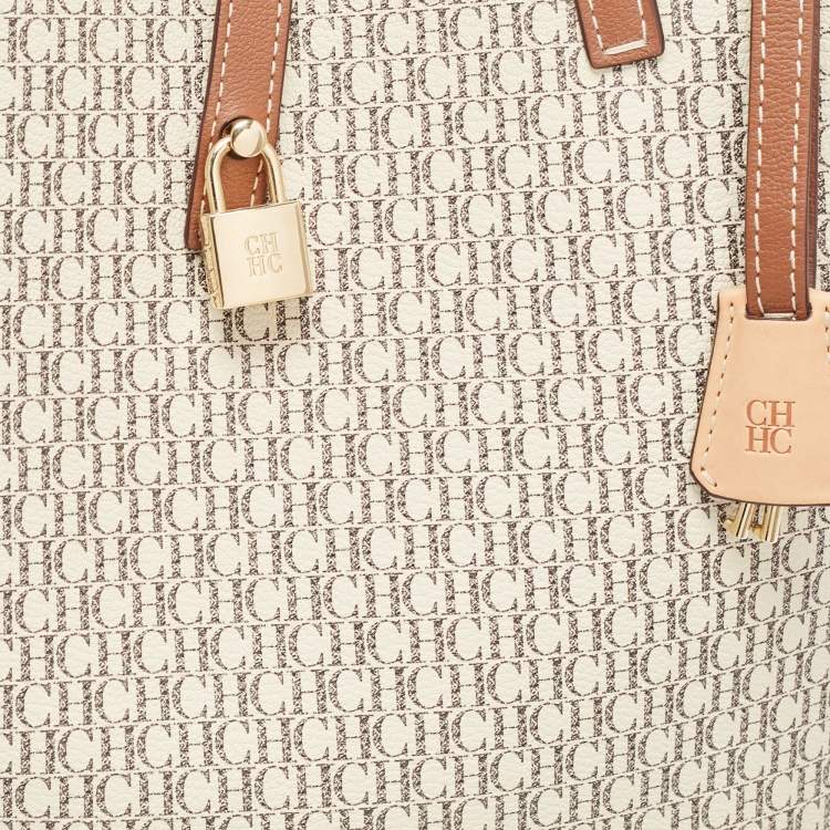 Pre Owned CH Carolina Herrera Brown/Beige Coated Canvas Medium Matryoshka Locked Shoulder Bag