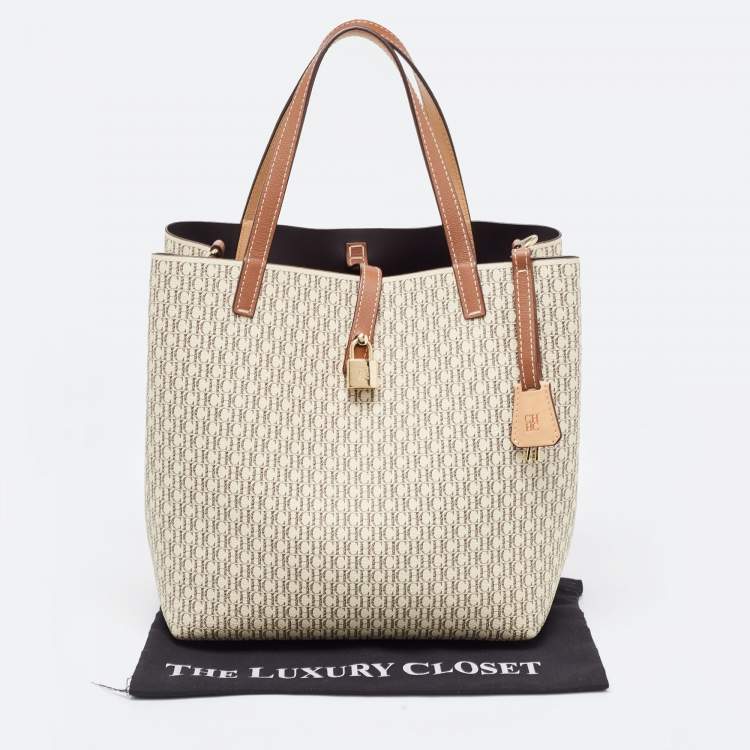 Pre Owned CH Carolina Herrera Brown/Beige Coated Canvas Medium Matryoshka Locked Shoulder Bag
