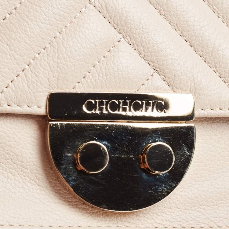 Pre Owned CH Carolina Herrera Light Pink Quilted Leather Flap Bag