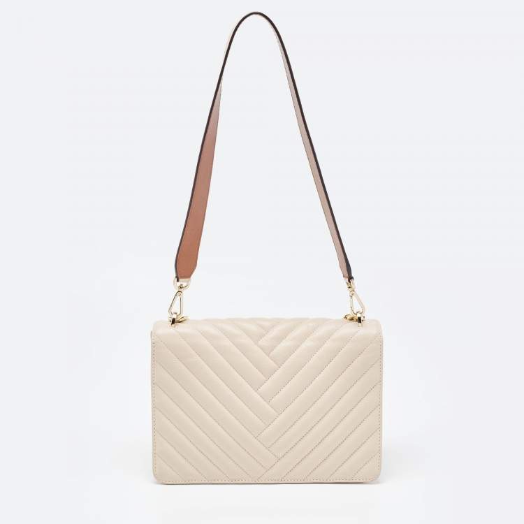 Pre Owned CH Carolina Herrera Light Pink Quilted Leather Flap Bag