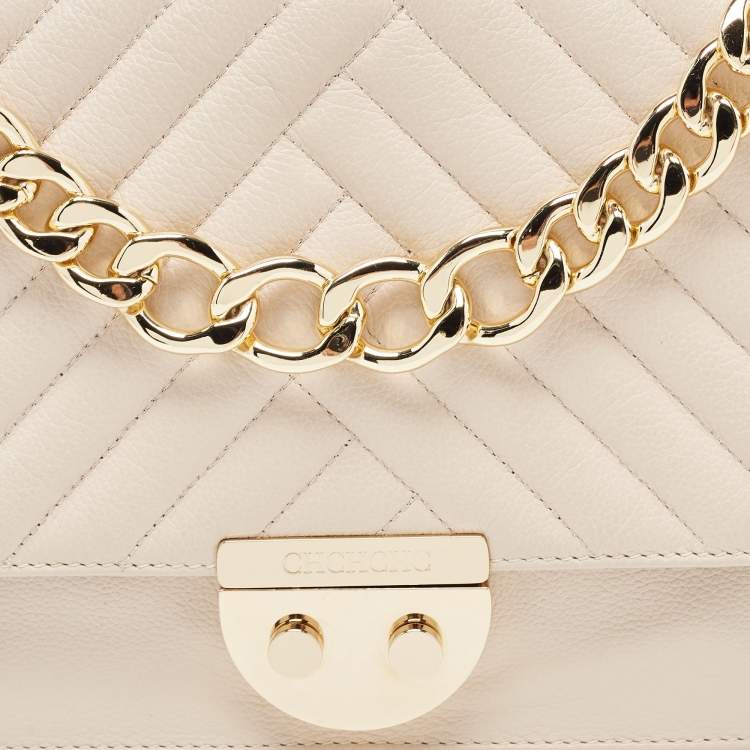 Pre Owned CH Carolina Herrera Light Pink Quilted Leather Flap Bag