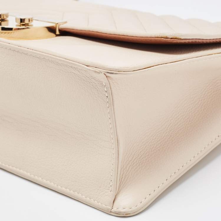 Pre Owned CH Carolina Herrera Light Pink Quilted Leather Flap Bag
