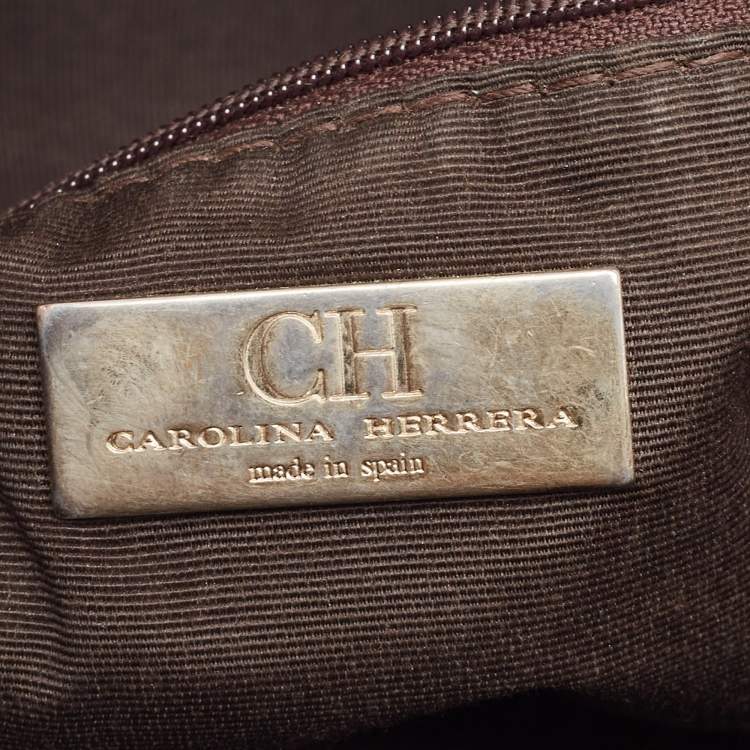 مملوكة مسبقًا CH Carolina Herrera Bronze Monogram Embossed Leather Audrey Shoulder Bag