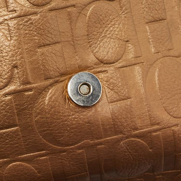 مملوكة مسبقًا CH Carolina Herrera Bronze Monogram Embossed Leather Audrey Shoulder Bag
