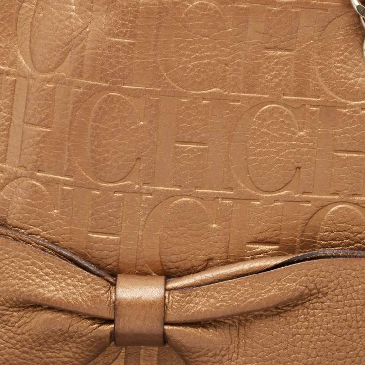 مملوكة مسبقًا CH Carolina Herrera Bronze Monogram Embossed Leather Audrey Shoulder Bag