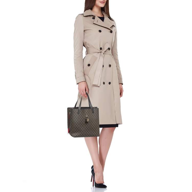 Pre Owned CH Carolina Herrera Choco Brown Signature Coated Canvas Matryoshka Padlock Tote