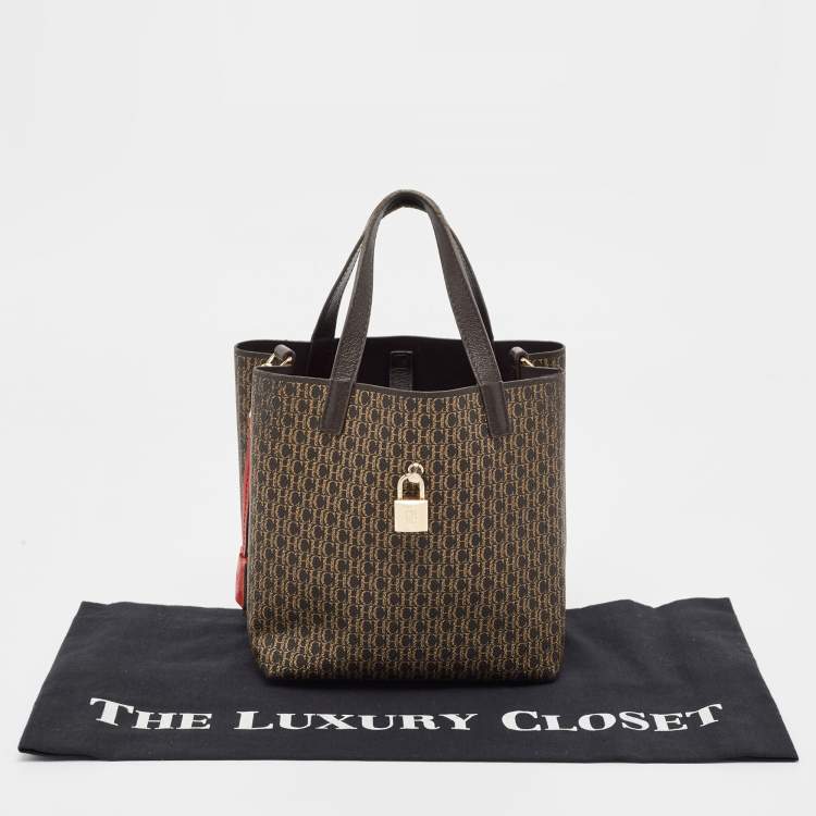 Pre Owned CH Carolina Herrera Choco Brown Signature Coated Canvas Matryoshka Padlock Tote