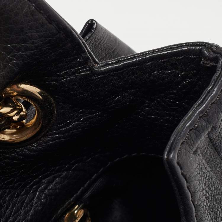 Pre Owned CH Carolina Herrera Black Monogram Embossed Leather Audrey Flap Shoulder Bag