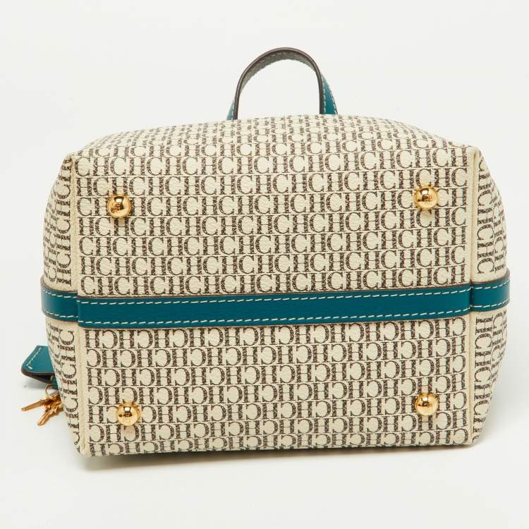 Pre Owned CH Carolina Herrera Tri Color Signature Coated Canvas and Leather Matryoshka Padlock Tote