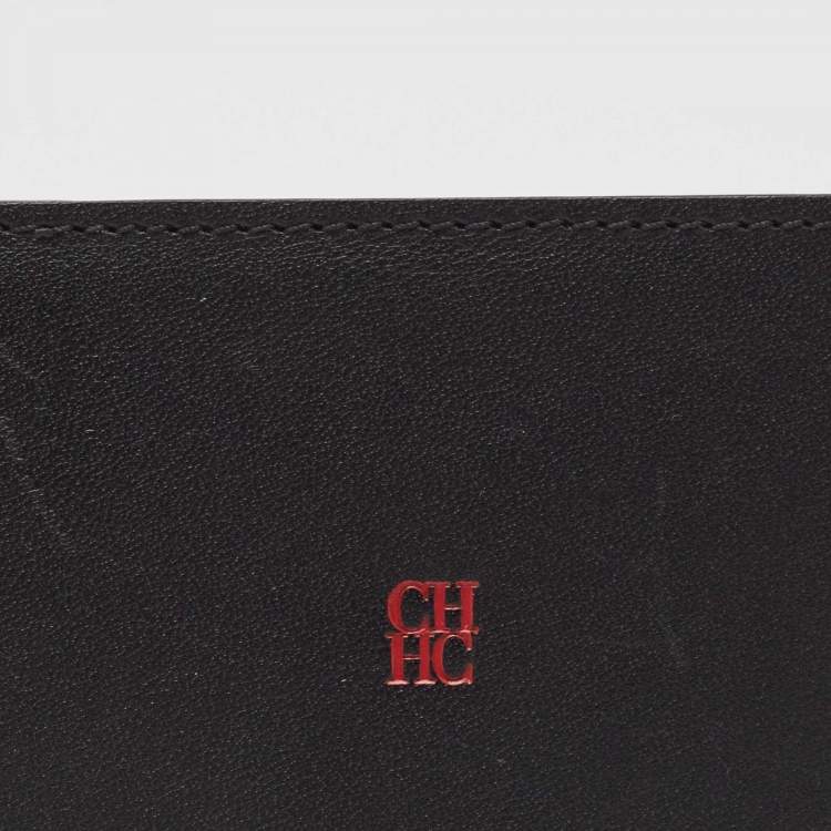 Pre Owned CH Carolina Herrera Black Leather ID Card Holder
