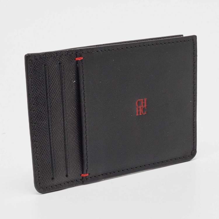 Pre Owned CH Carolina Herrera Black Leather ID Card Holder