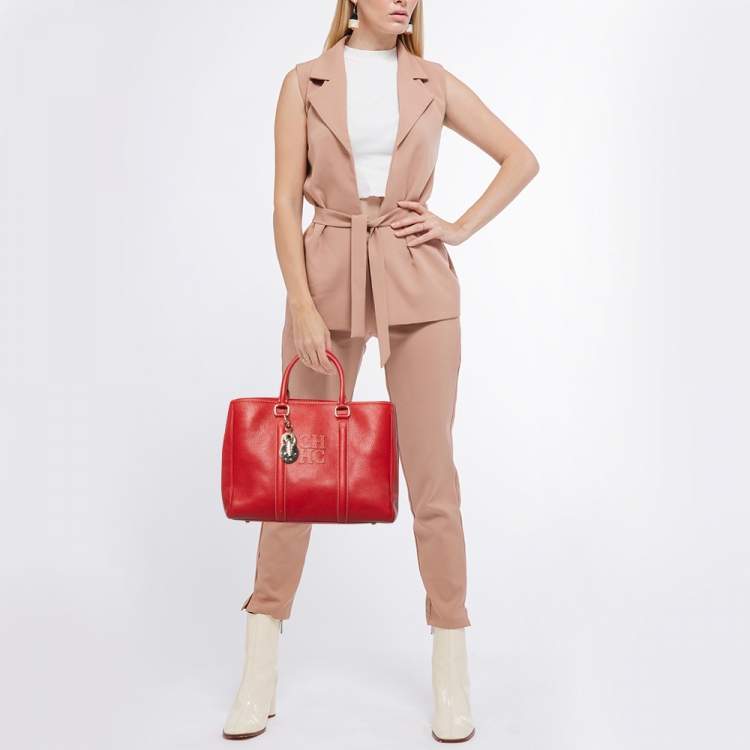Pre Owned CH Carolina Herrera Red Leather Matteo Tote